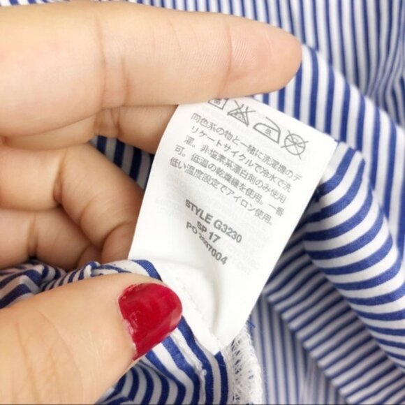 J. Crew Womens Blouse Size 8 Blue Ruffles-trim striped - Picture 3 of 8